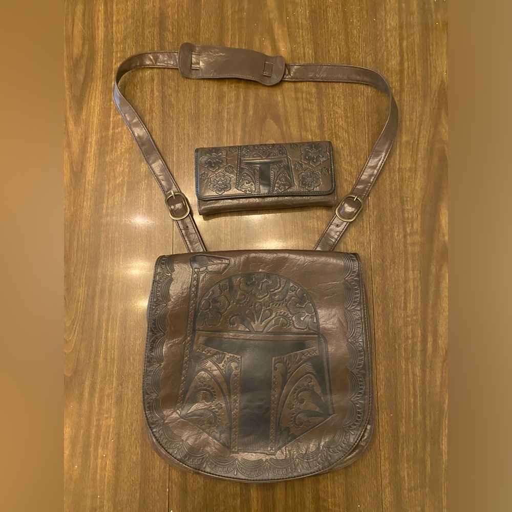 Star Wars Loungefly Rare Boba Fett Crossbody Messenger Bag Purse and Wallet